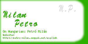 milan petro business card